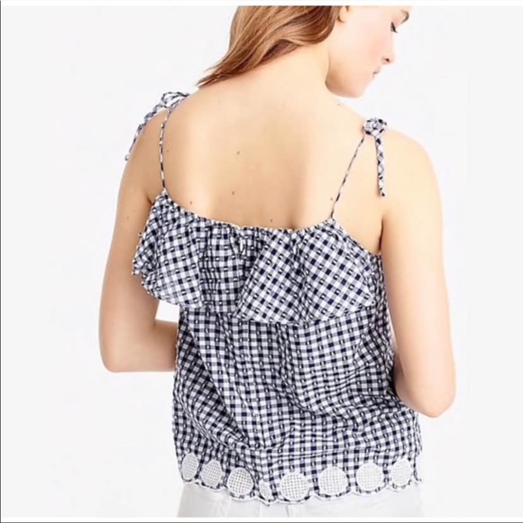 Sold 🌟Jcrew 4th of July top gingham blue plaid top eyelit XXS NWT - Picture 6 of 6